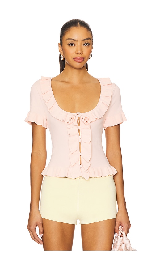 MAJORELLE Kaomi Ruffle Knit Top in Pink. -  XS also in L, M, S