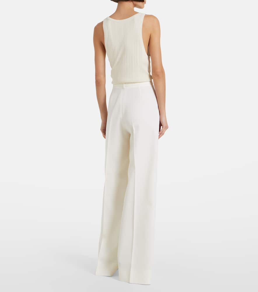 High-rise pleated wool wide-leg pants