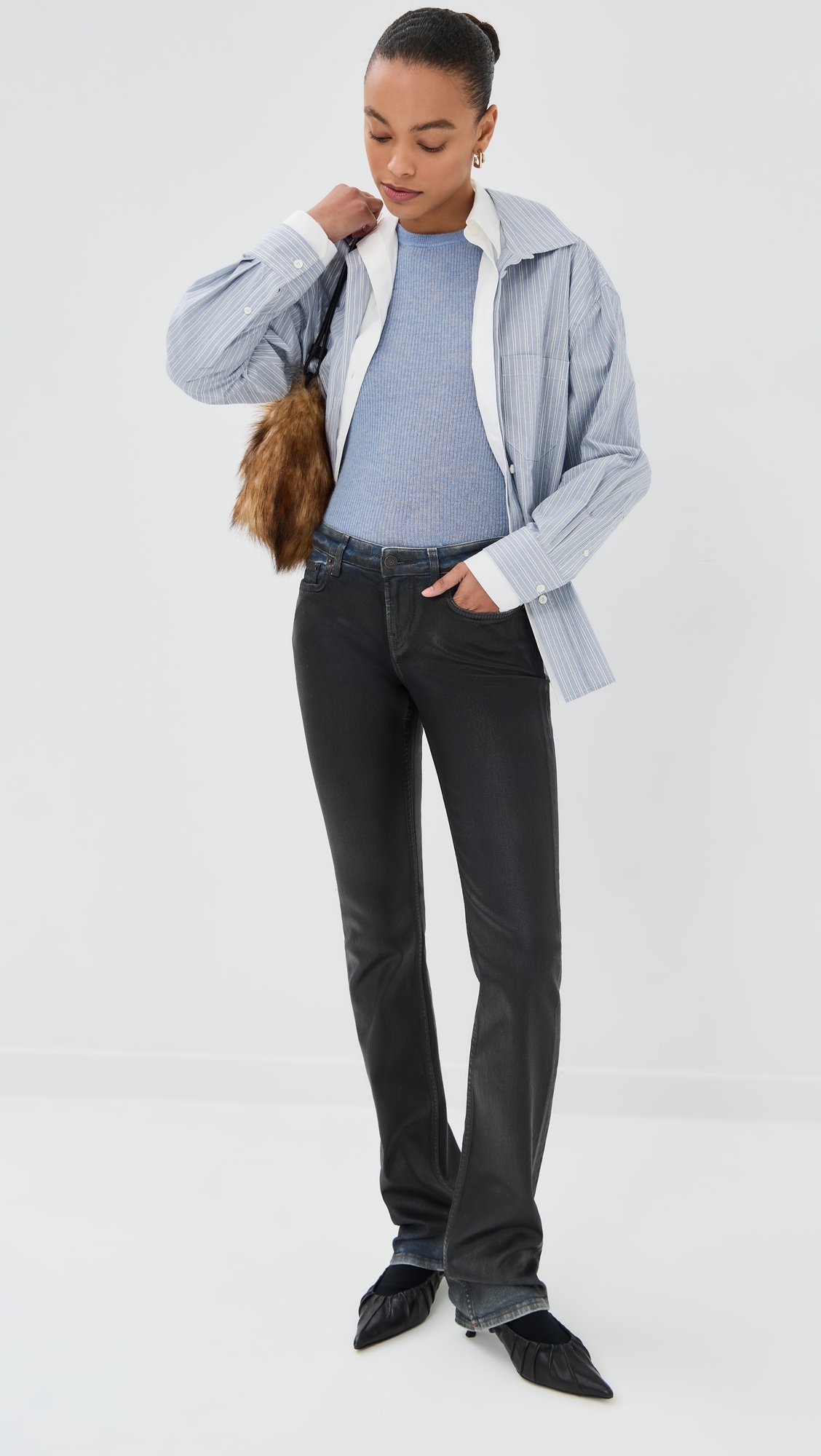 2013 Stretch Charcoal Leather Finish Pants Black