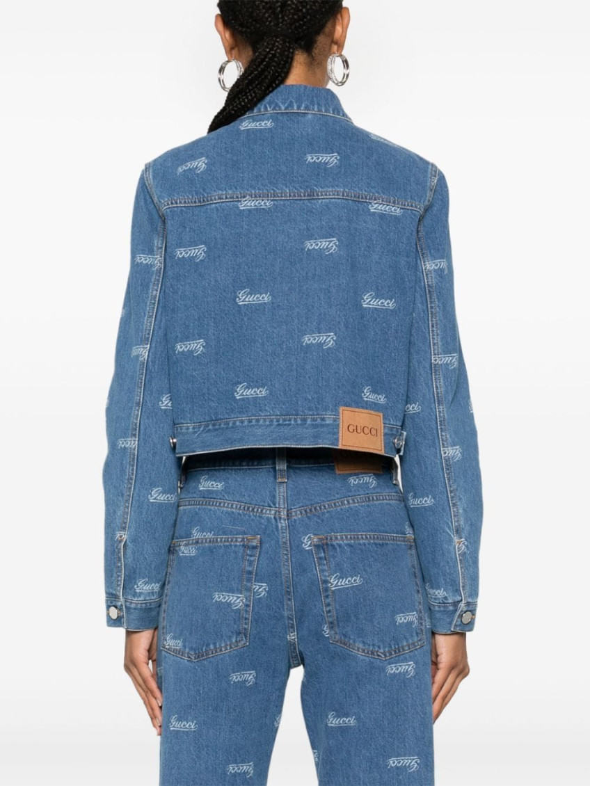Lasered denim jacket - Blue