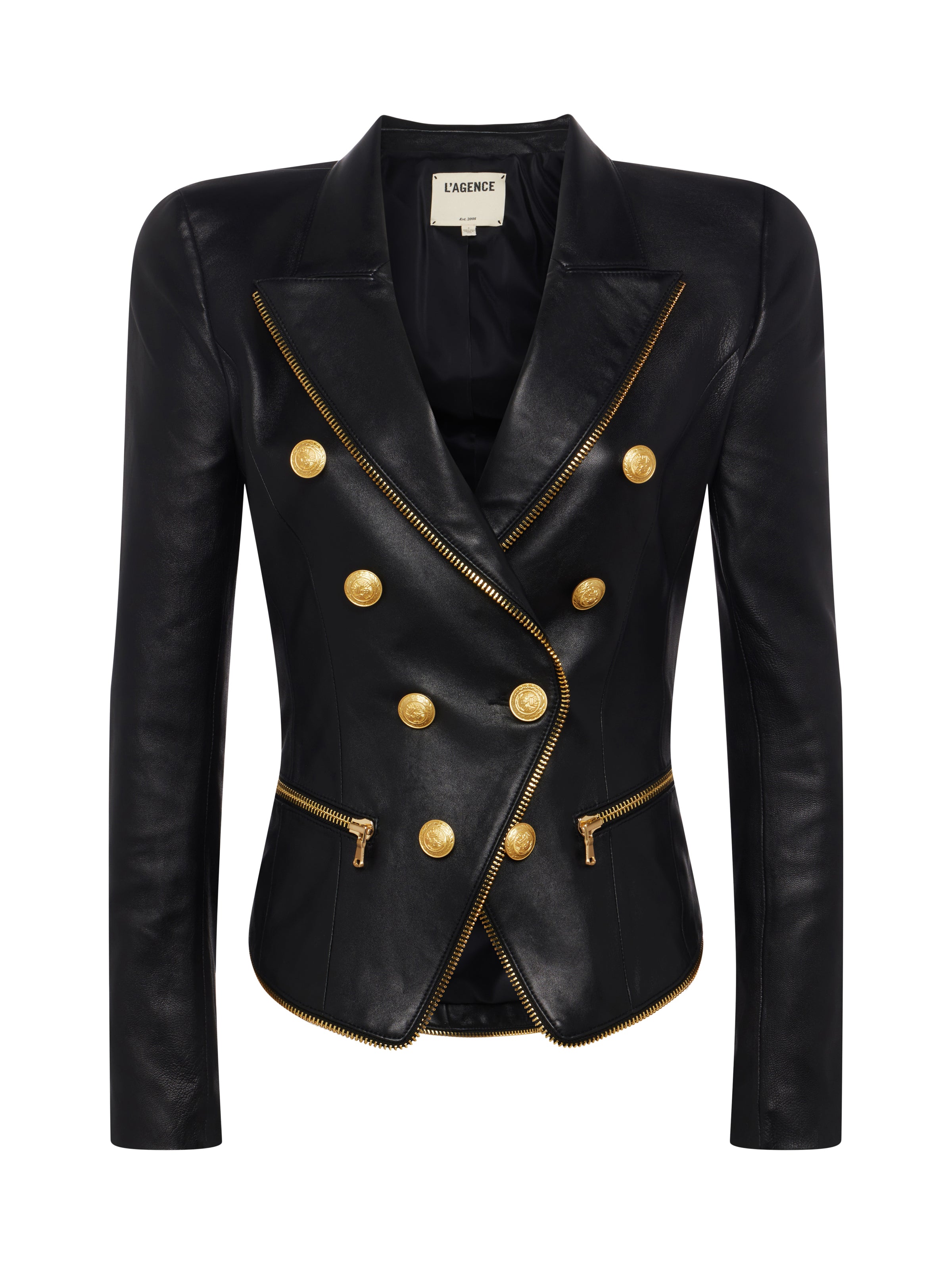 Ottilie Leather Blazer In Black