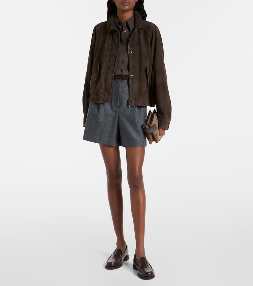 High-rise virgin wool shorts