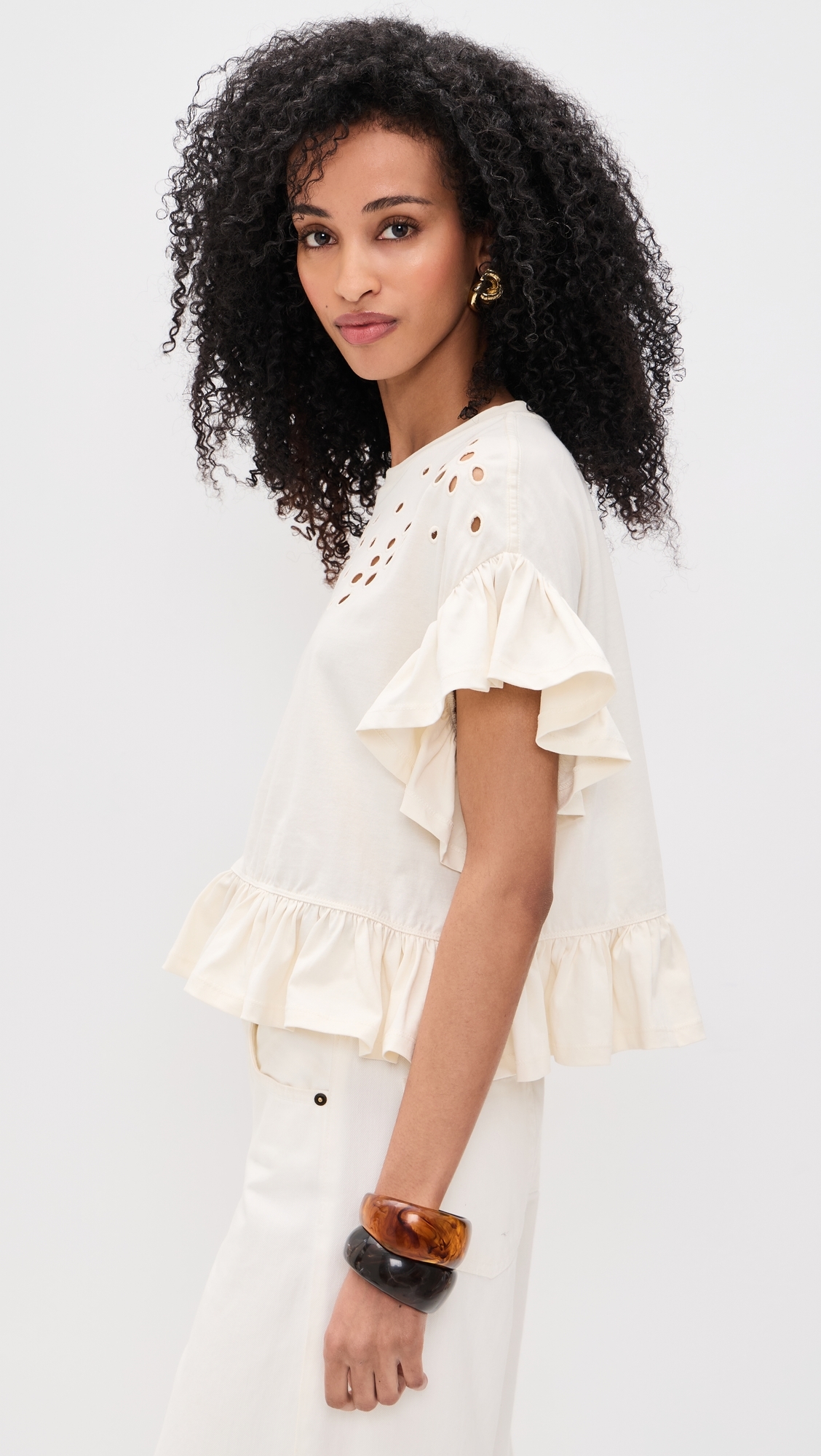Mariana Peplum Top Cowrie