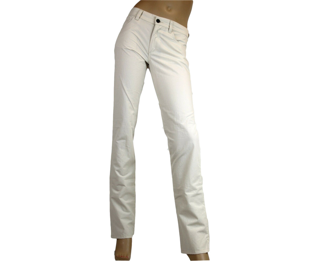 Bottega Veneta Women's Front Button Beige Cotton Flax Pant