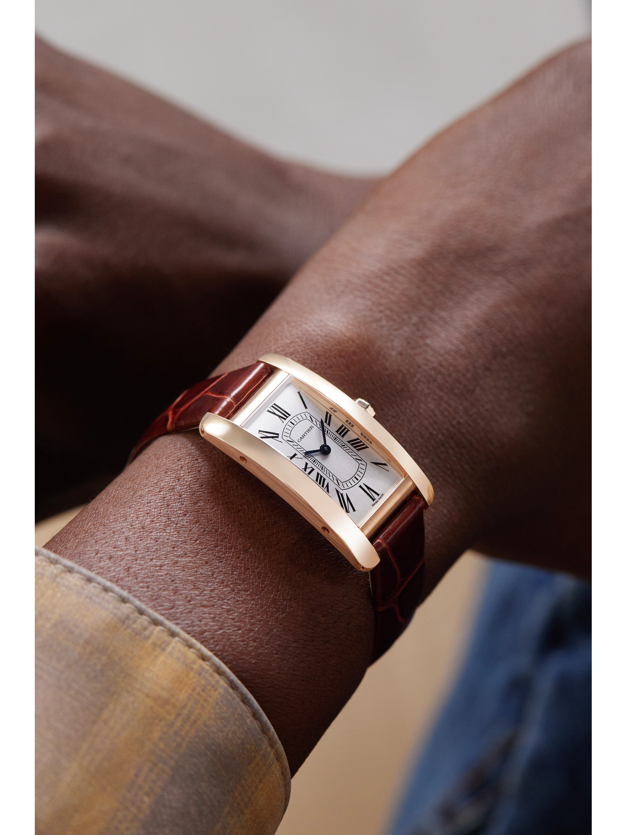 Tank Américaine 35.4mm Small 18-karat Rose Gold And Alligator Watch - White