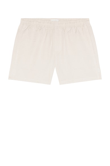 AUTO-REPLY Pull On Linen Shorts in Sand - Cream. M also in S, L, XL/1X