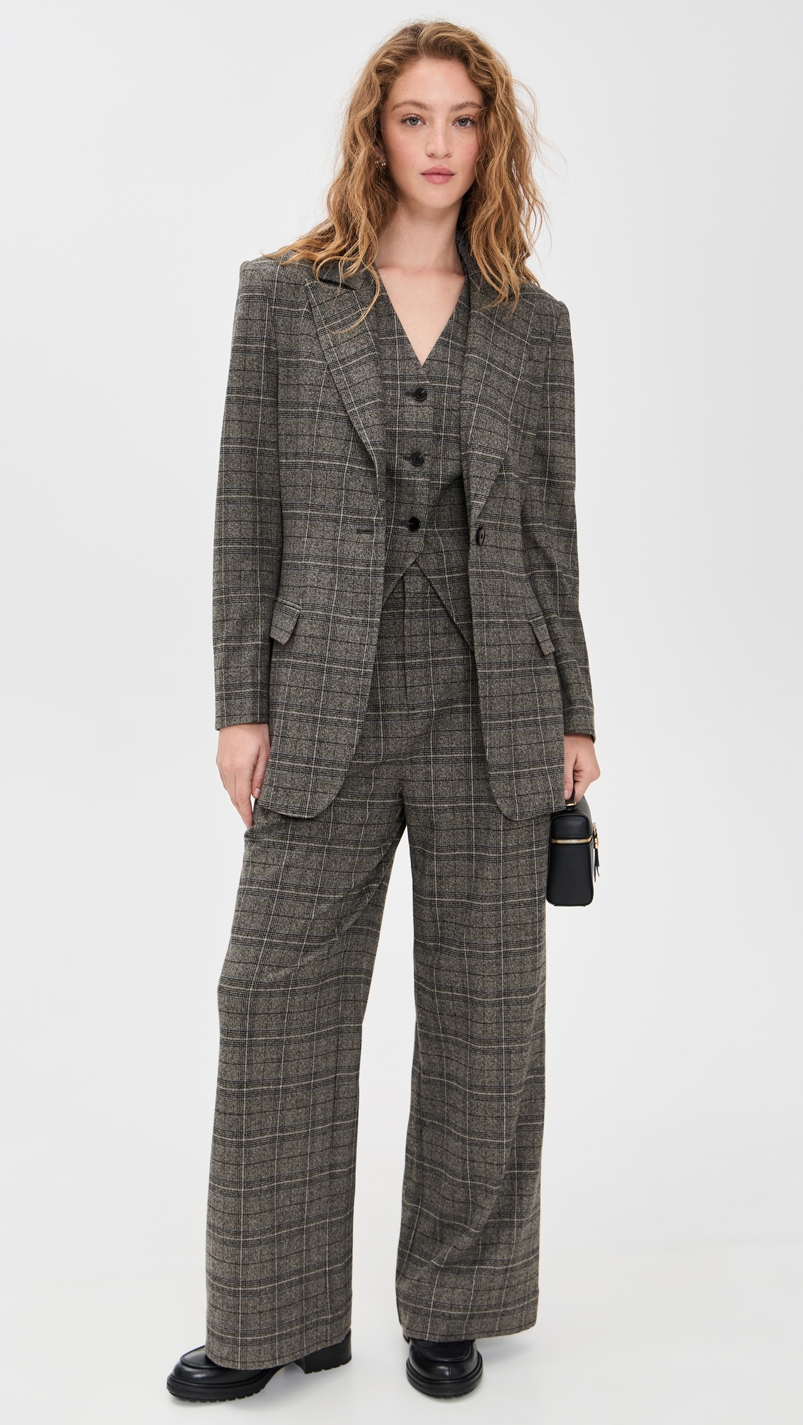 Quinn Hourglass Blazer Blue Grey Plaid