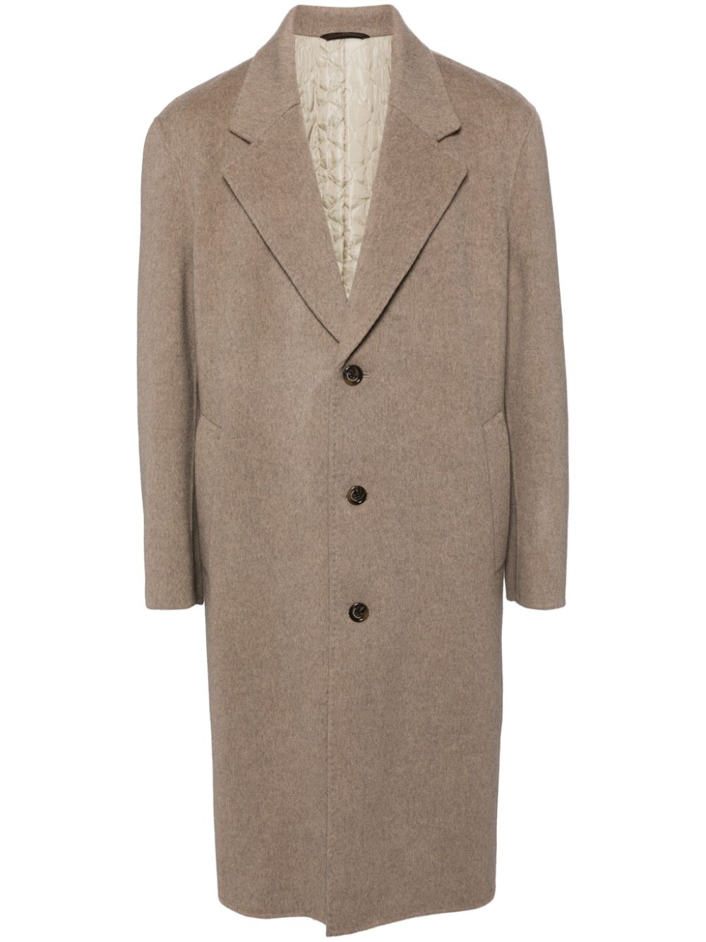 Wool-blend single-breasted coat - Neutrals