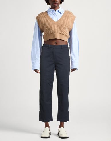 Woman Pants Navy Size 10 Cotton, Elastane