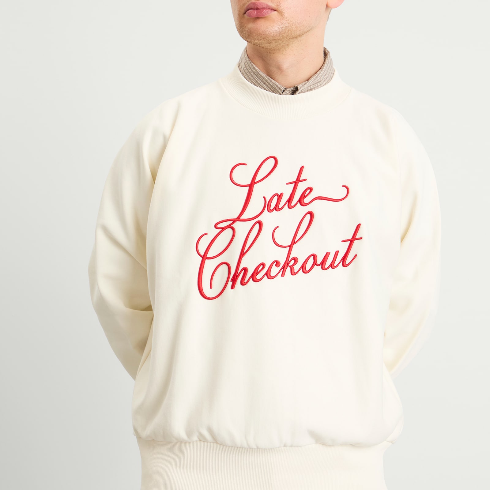 Men's White/Red Script Crewneck Sweatshirt