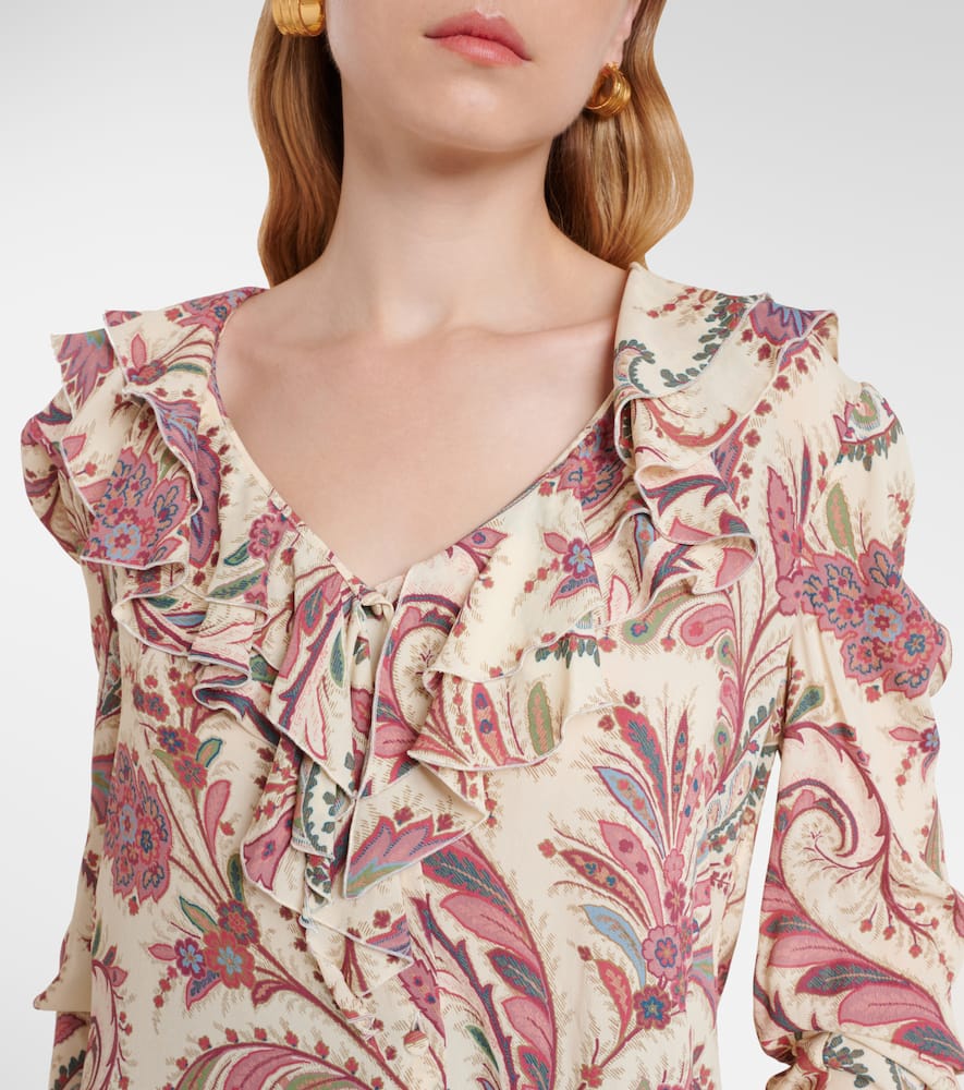 Printed ruffled blouse
