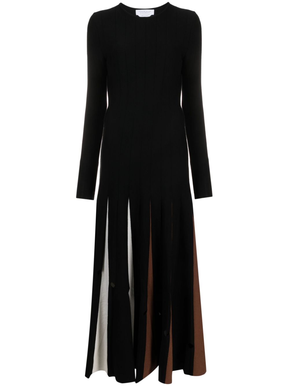 Pleat-detailing wool dress - Black