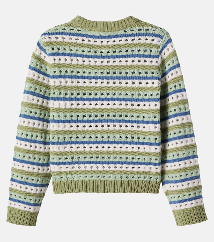 Embroidered striped cotton sweater