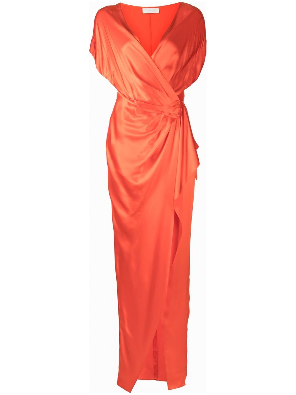 Wrap drape-detail gown - Red