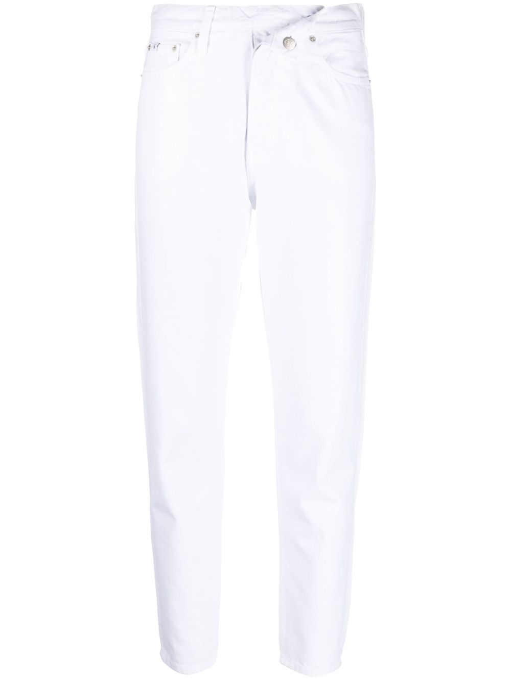 Mid-rise tapered-leg jeans - White