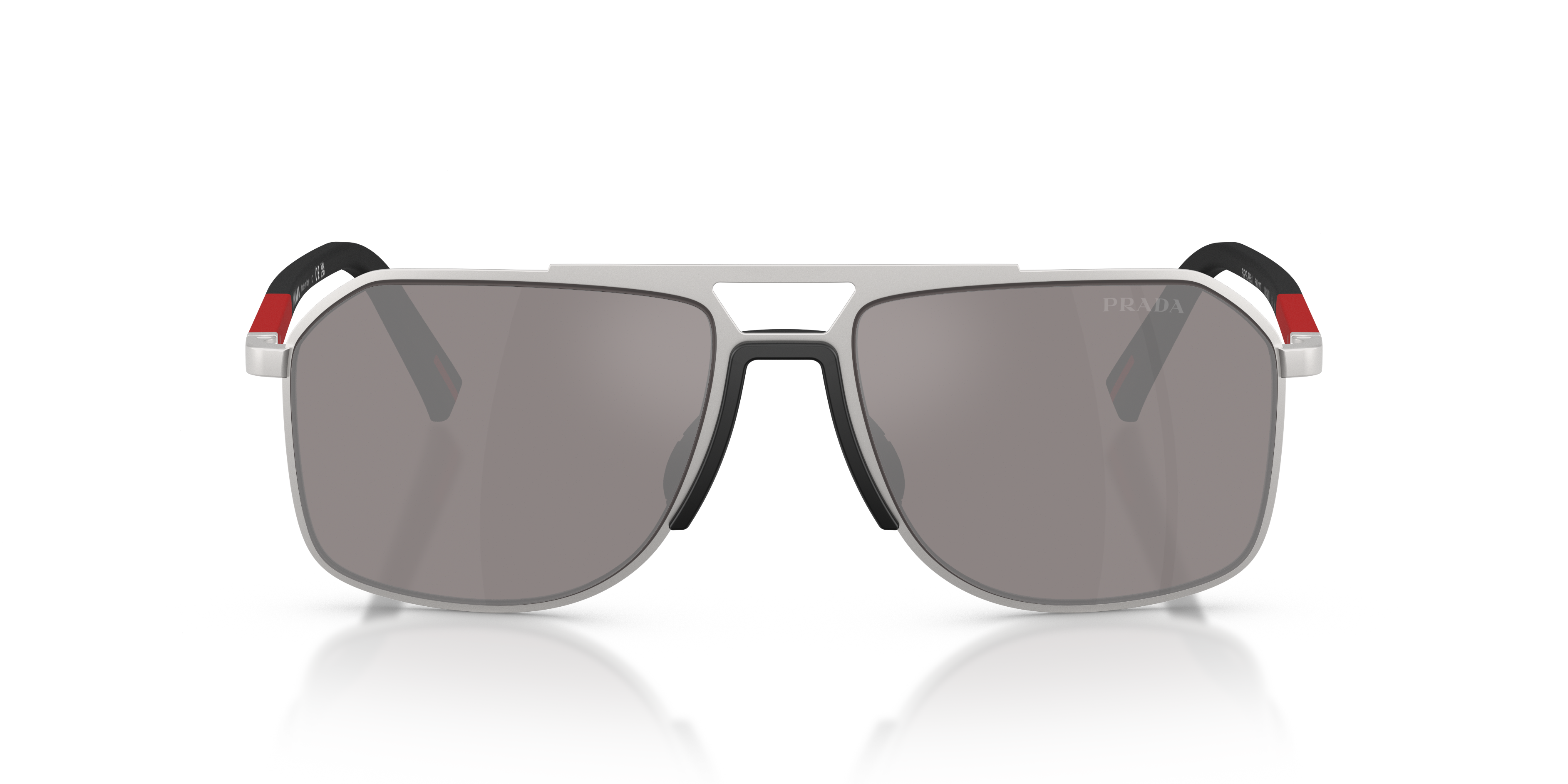 Prada Linea Rossa Man Prada Linea Rossa PS B51S 18X80I Sunglasses Metal Silver Silver Pilot Normal Mirrored