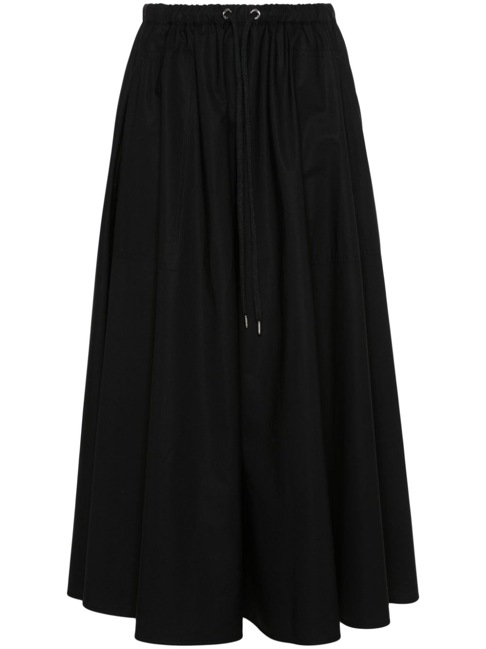 Logo-appliqué gabardine midi skirt - 999 BLACK