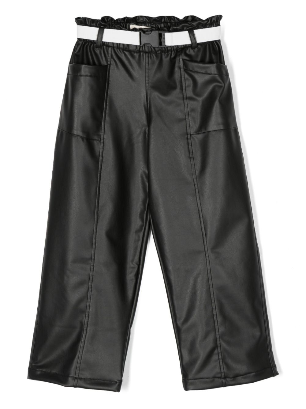 Faux-leather straight-leg trousers - Black