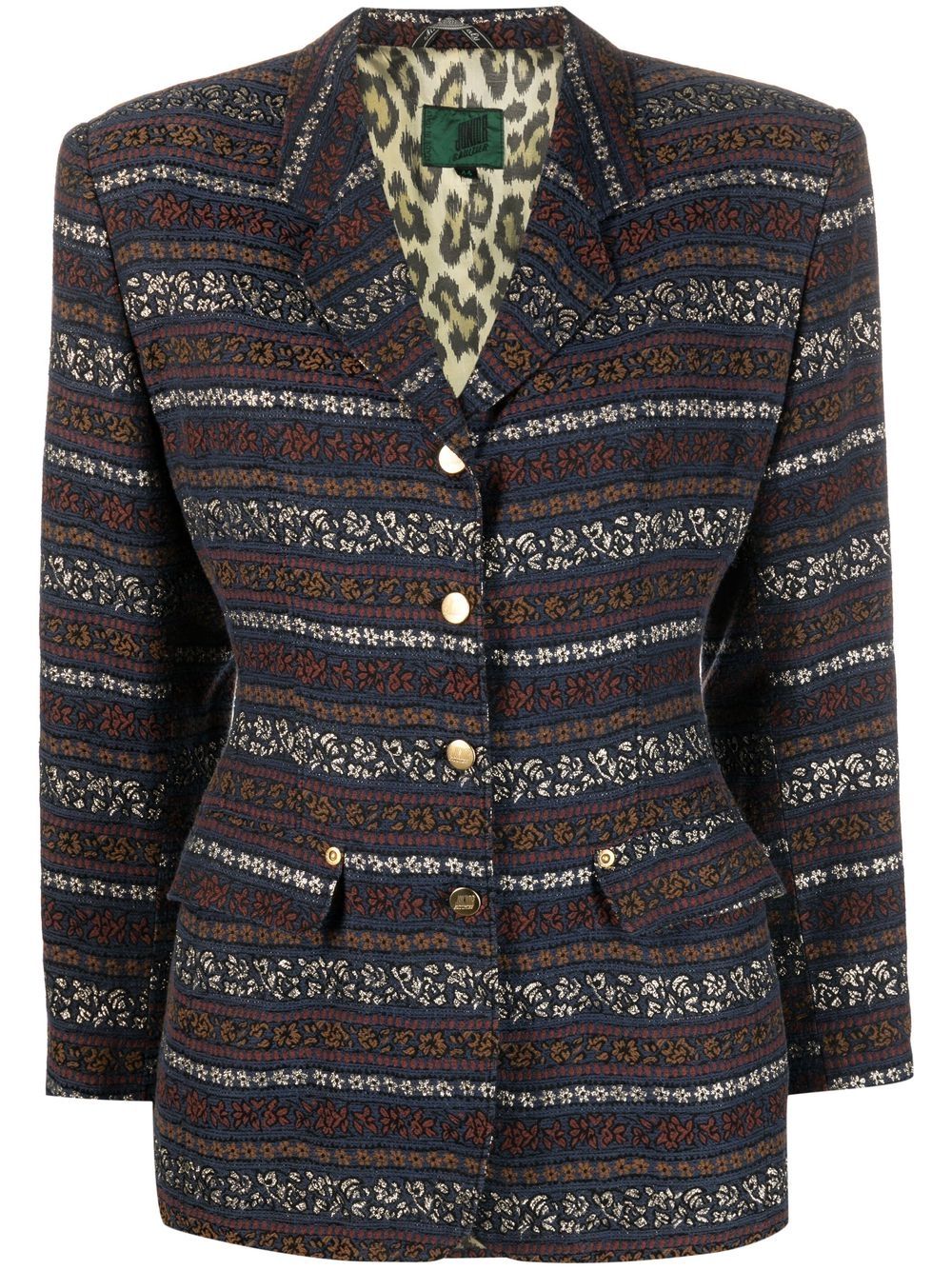 1990s patterned jacquard blazer - Blue