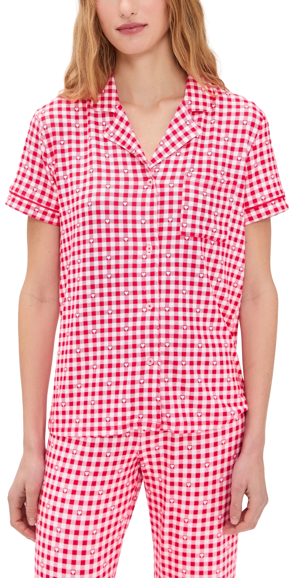 Gingham Pajama Top Kiss Me Red
