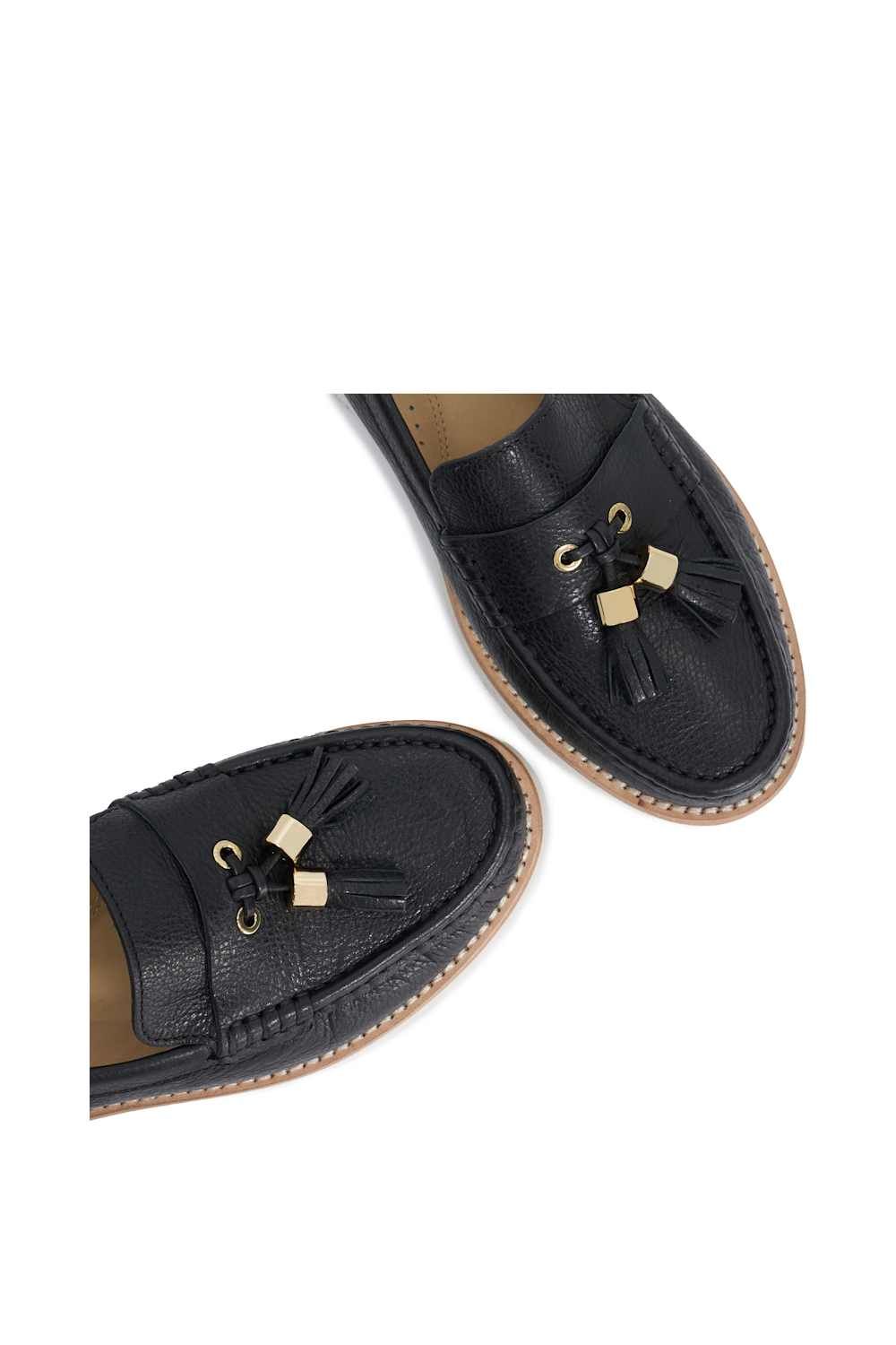 Dune London Women's Wide Fit 'Gwen' Leather Loafers in Black