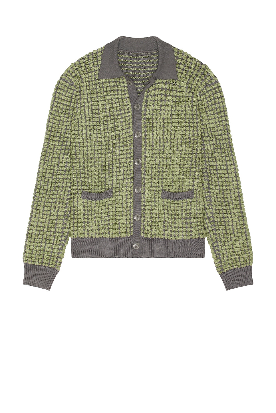 ISA BOULDER Bubble Terry Towel Cardigan in Green
