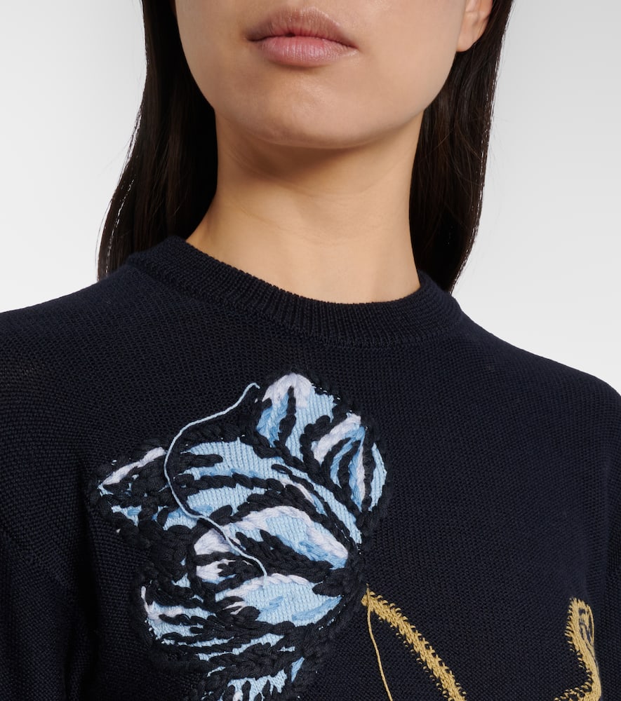 Intarsia wool and cotton sweater