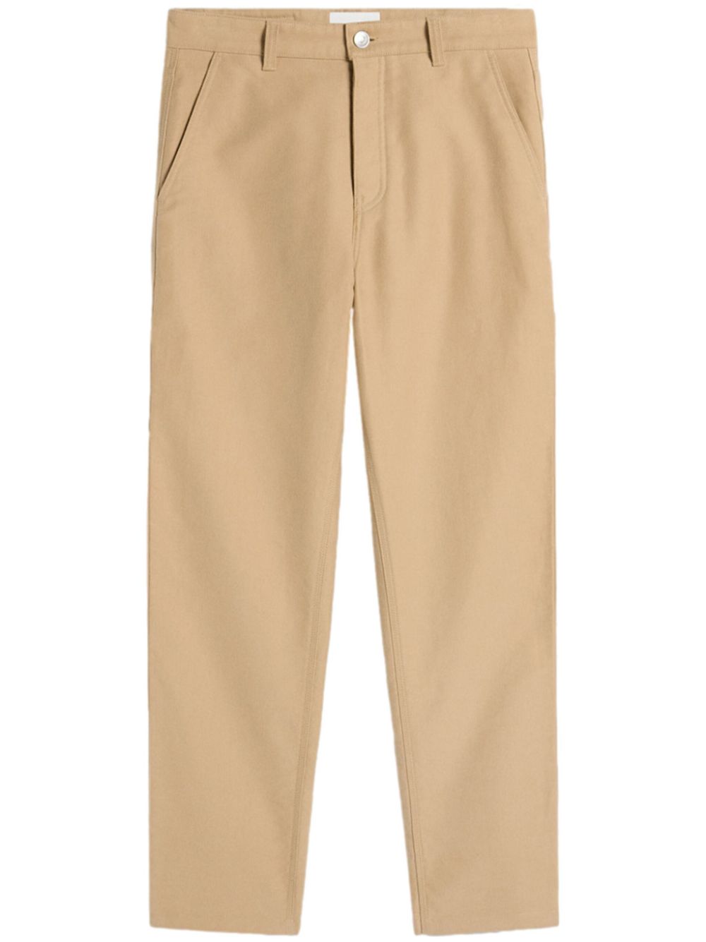 Logo-patch straight-leg worker trousers - Neutrals