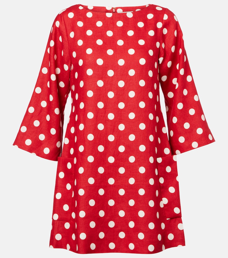 Nina polka-dot linen minidress