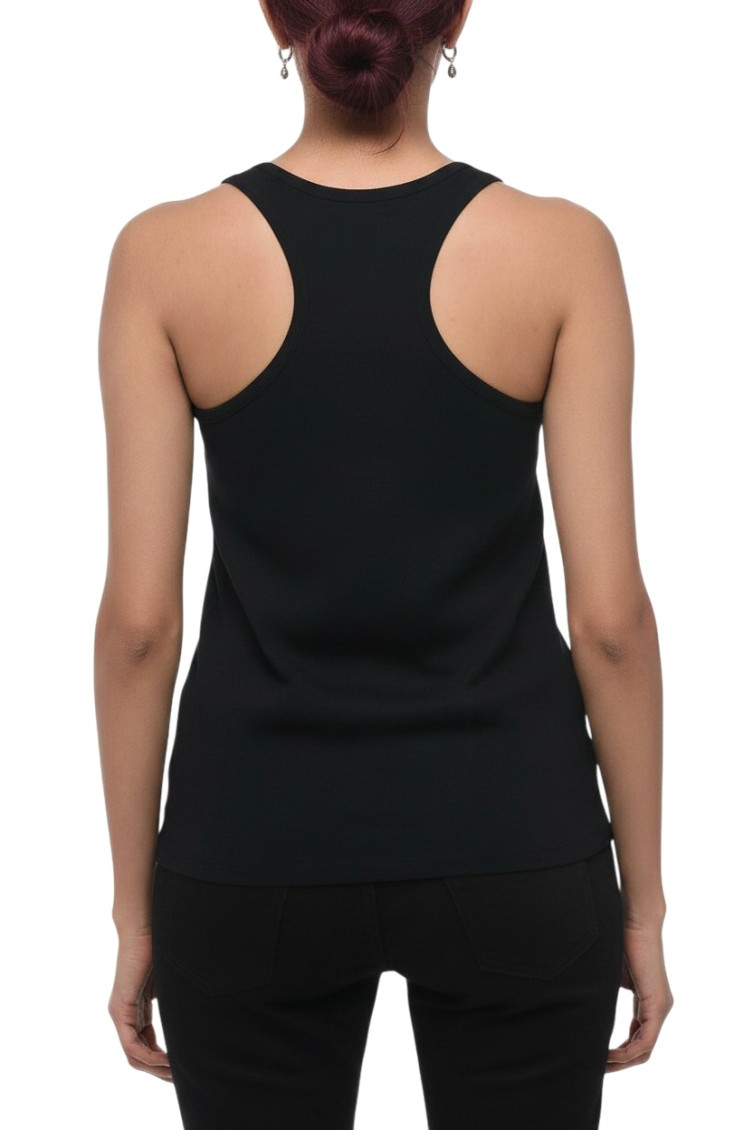 Black Solid Scoop Neck Top