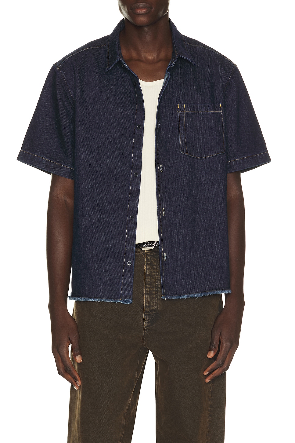 Percival Harley Denim Cropped Boxy Shirt in Blue. - M also in XL/1X