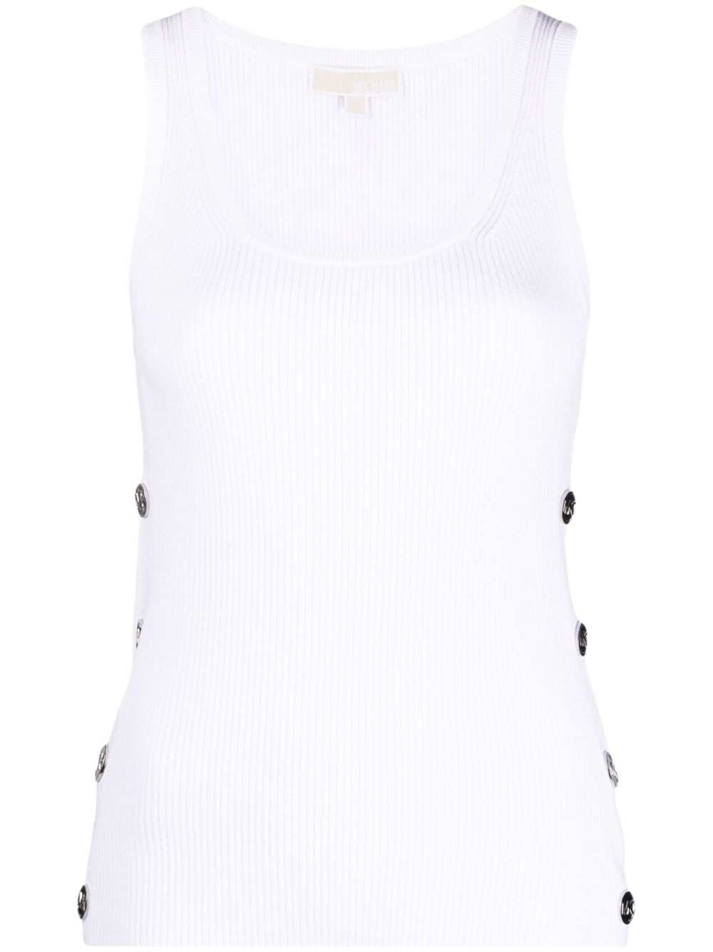 Button-embellished ribbed tank top - White
