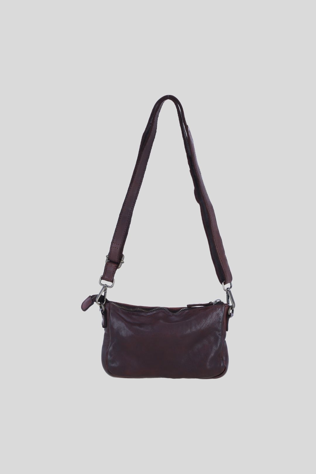Ashwood Leather Leather Woven Design Compact Crossbody Clutch Bag In Dark Brown