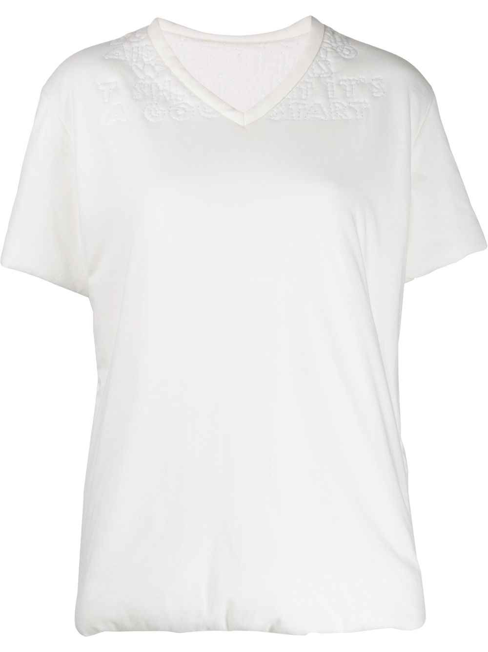 Padded V-neck T-shirt - White