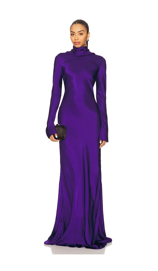 Alejandra Alonso Rojas Maxi Cowl Back Dress in Blue. 6. Also