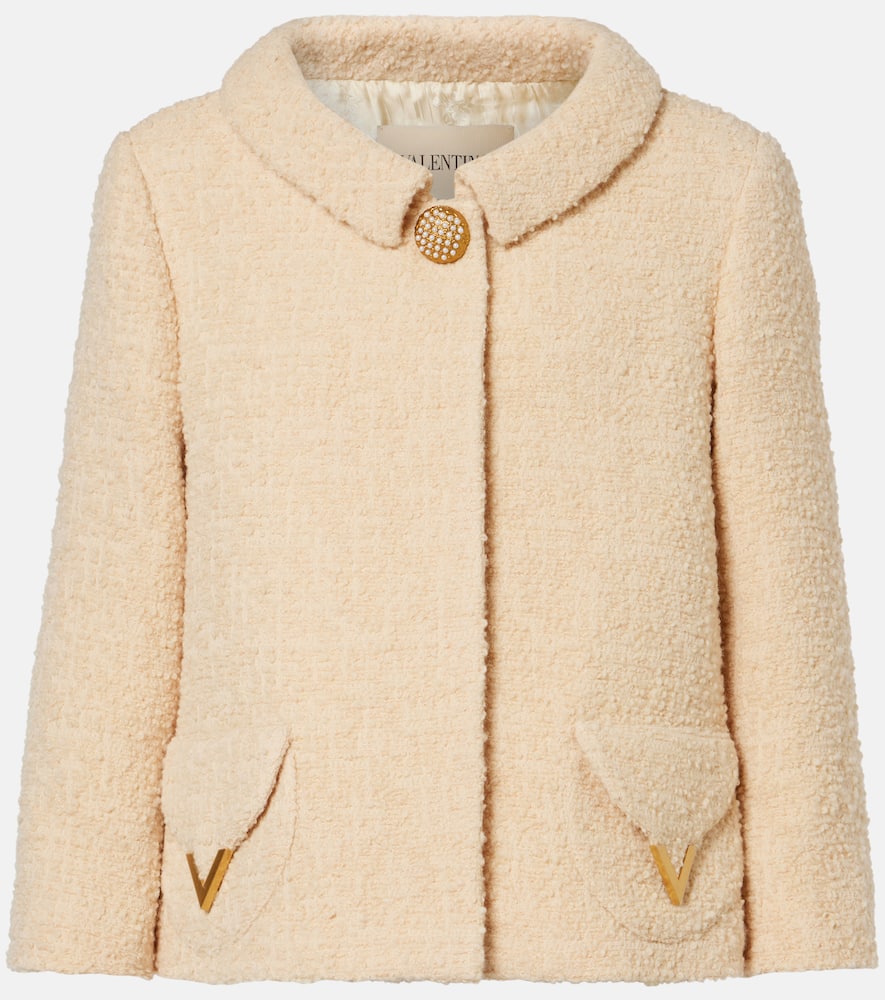 Embellished wool-blend tweed jacket