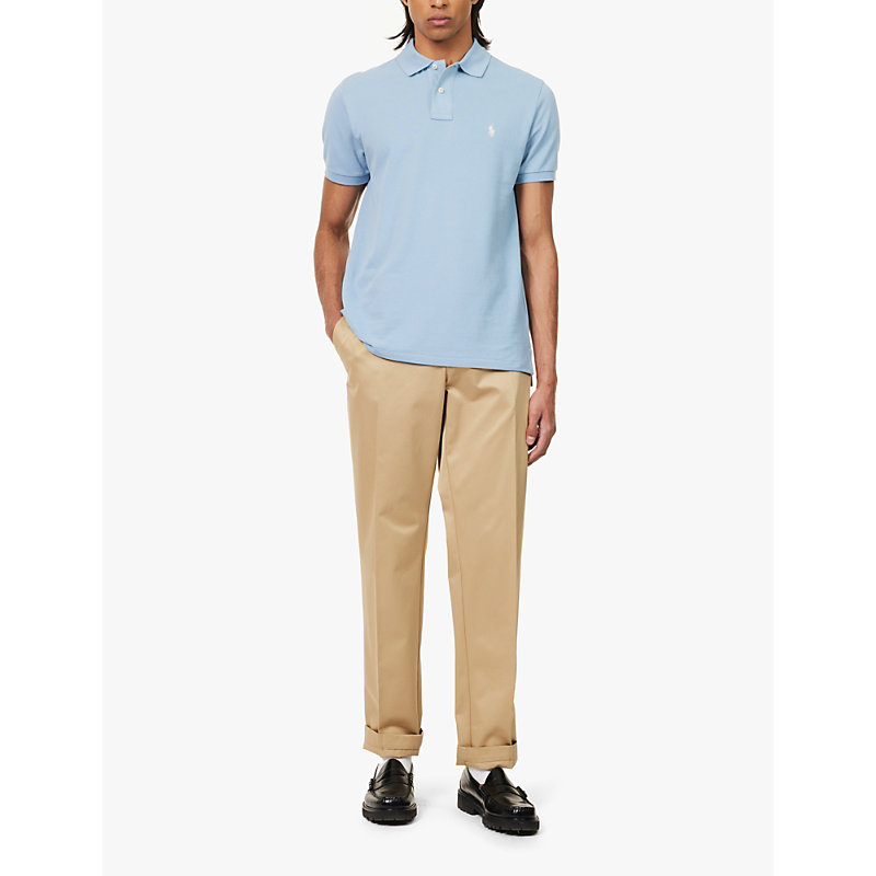 Mens Vessel Blue Custom Logo-embroidered Cotton-piqué Polo Shirt 