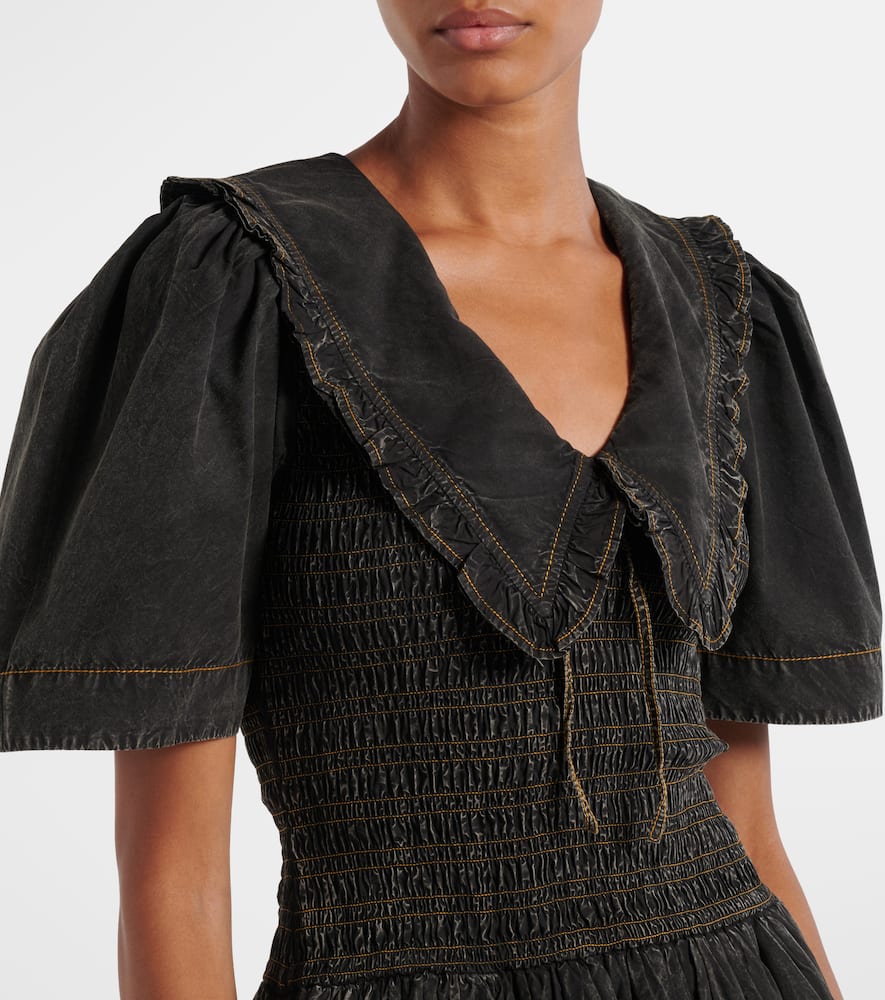 Bow-detail denim minidress