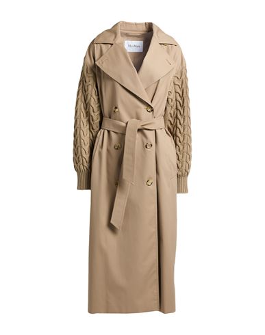 Woman Overcoat & Trench Coat Sand Size 2 Virgin Wool, Cotton, Polyamide, Elastane