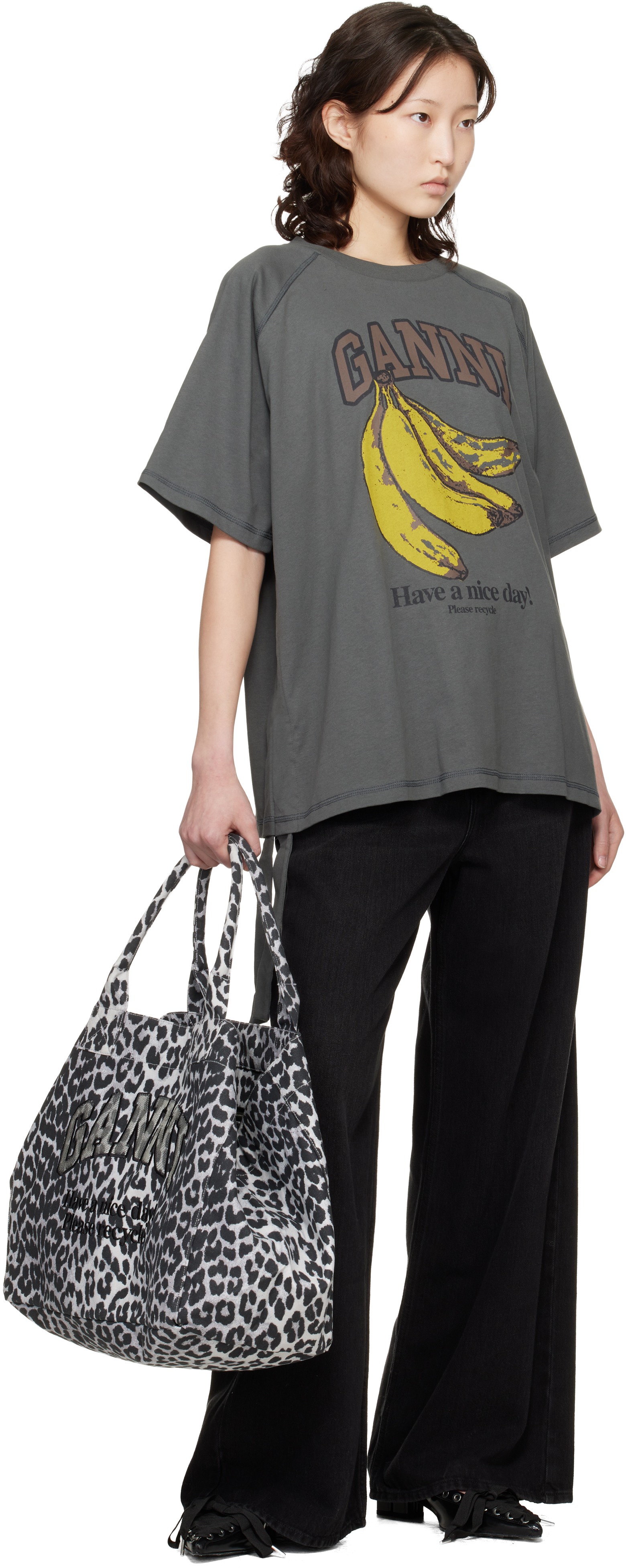 Gray Leopard Sequin XXL Tote