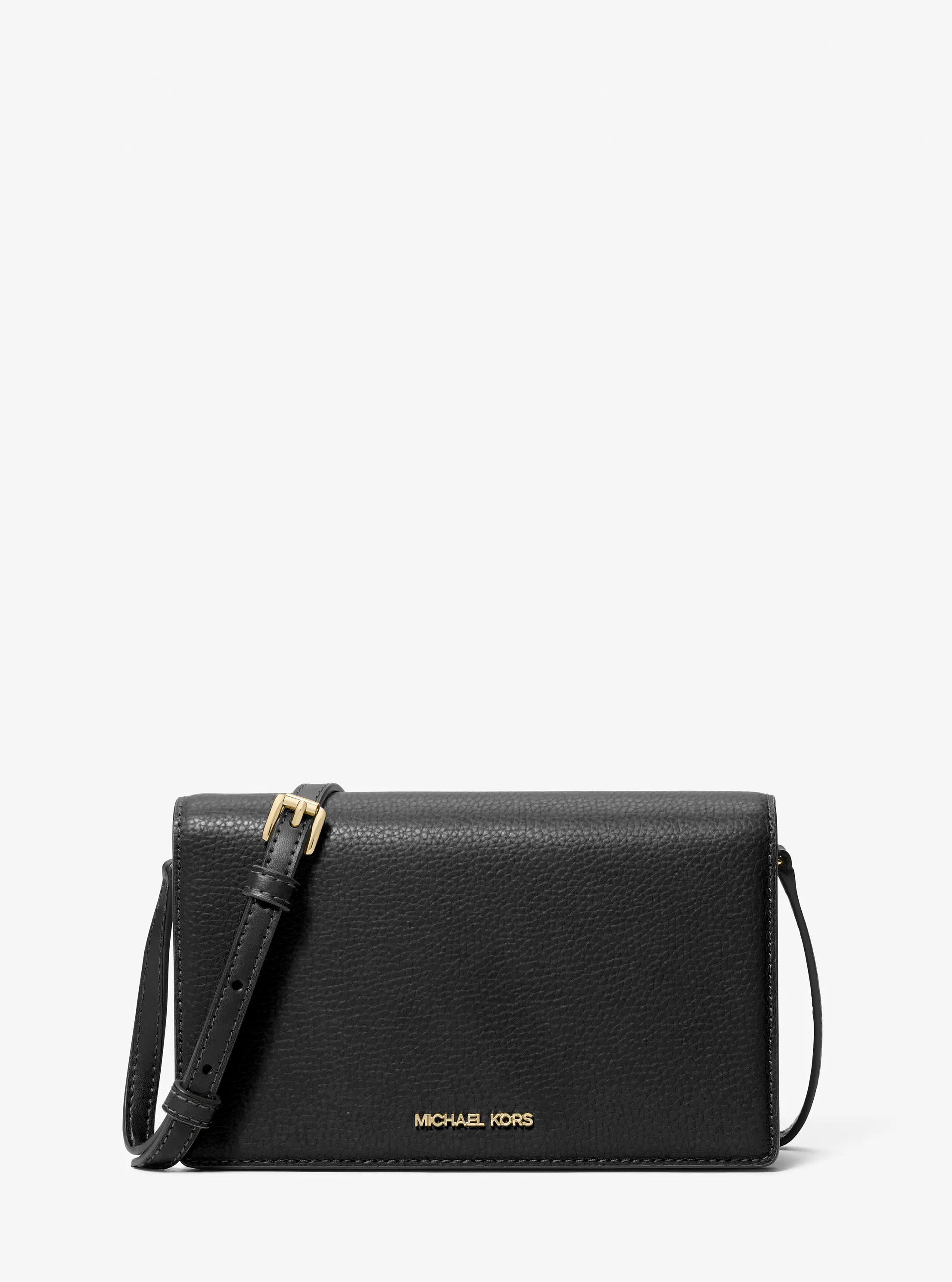 Michael Kors Marlowe Medium Leather Crossbody Bag in Black - One Size by