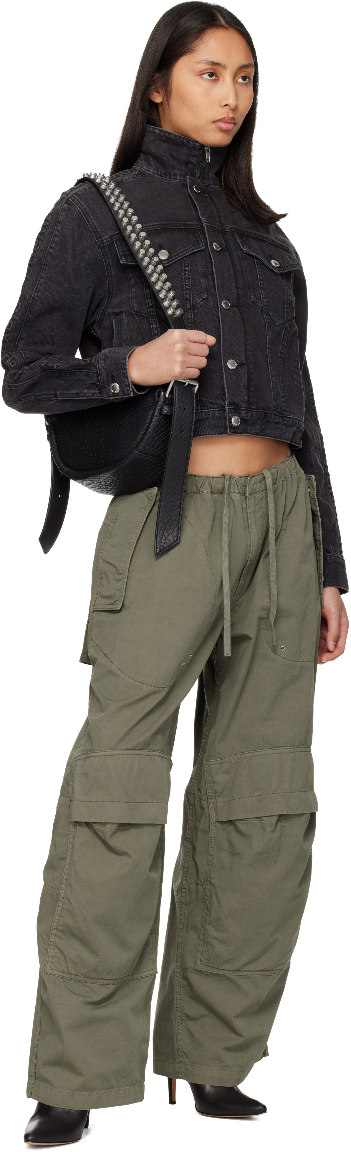 Khaki Mid-Rise Articulated Pockets Cargo Pants