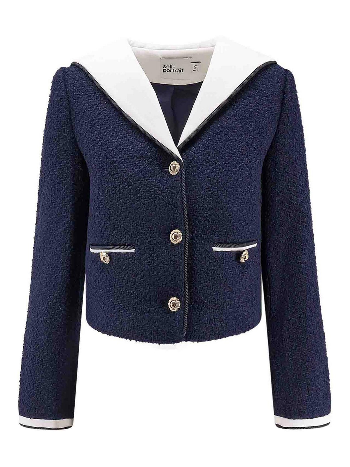 BouclÃ fabric jacket with jewel buttons