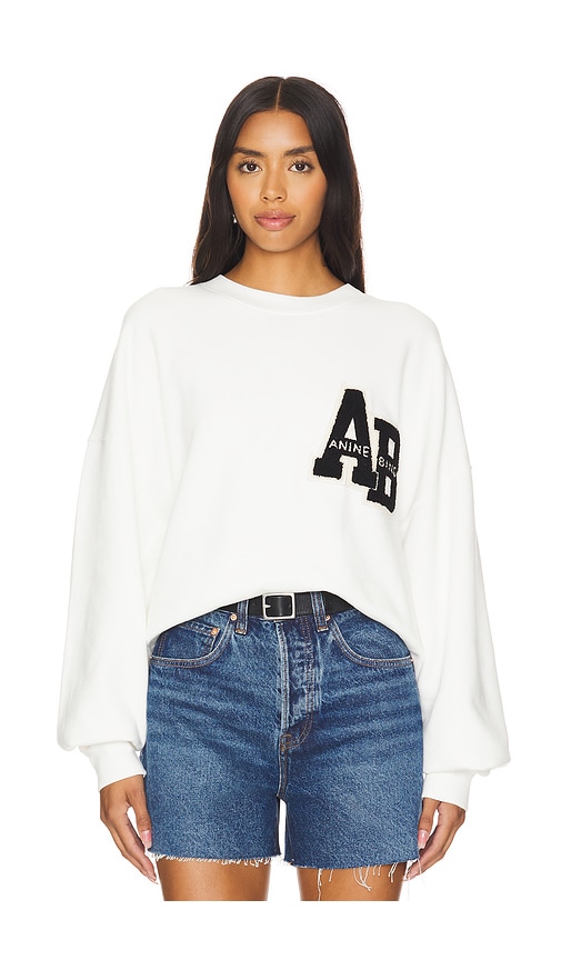 Women's Miles Oversized Letterman Sweatshirt in Off White