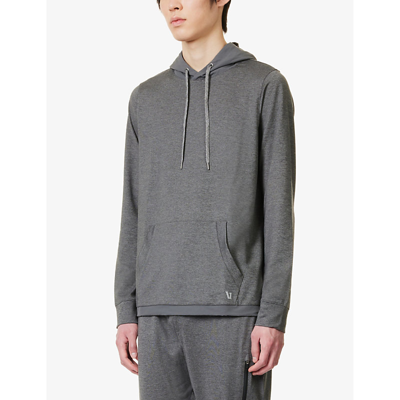 Mens Charcoal Heather Sunday Kangaroo-pocket Recycled-polyester Hoody 