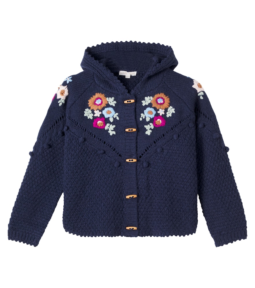 Floral embroidered knitted jacket