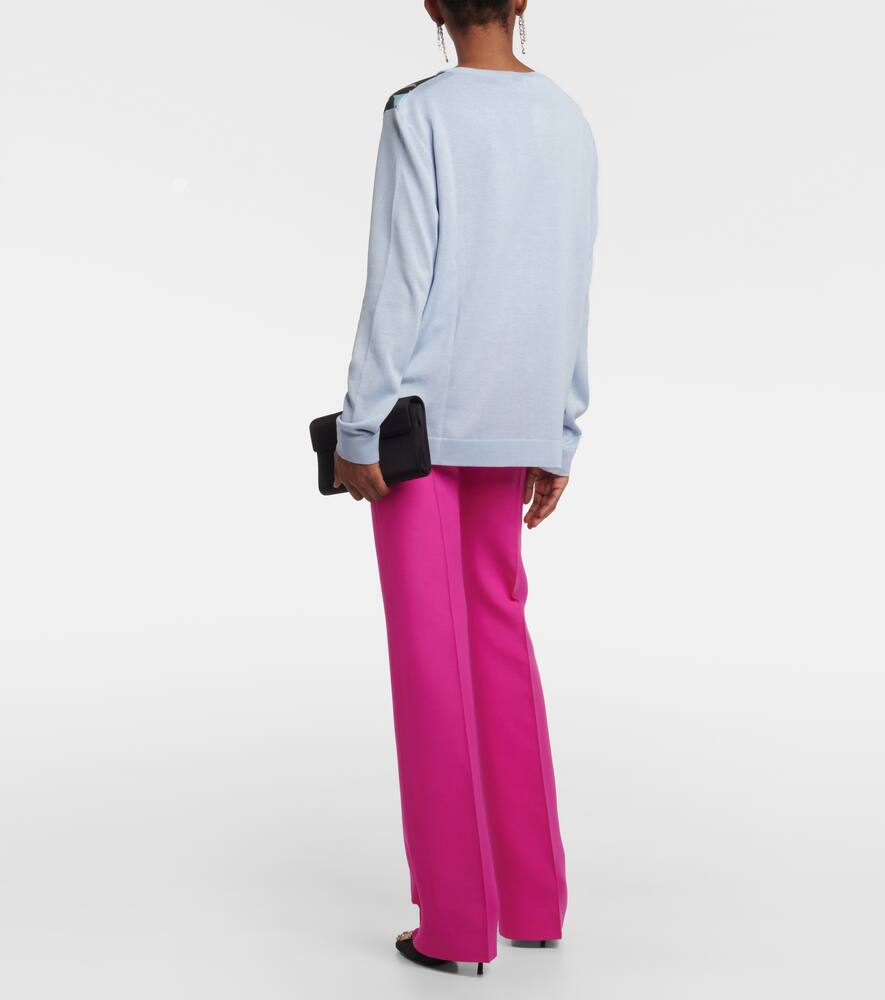 Printed silk-trimmed cardigan
