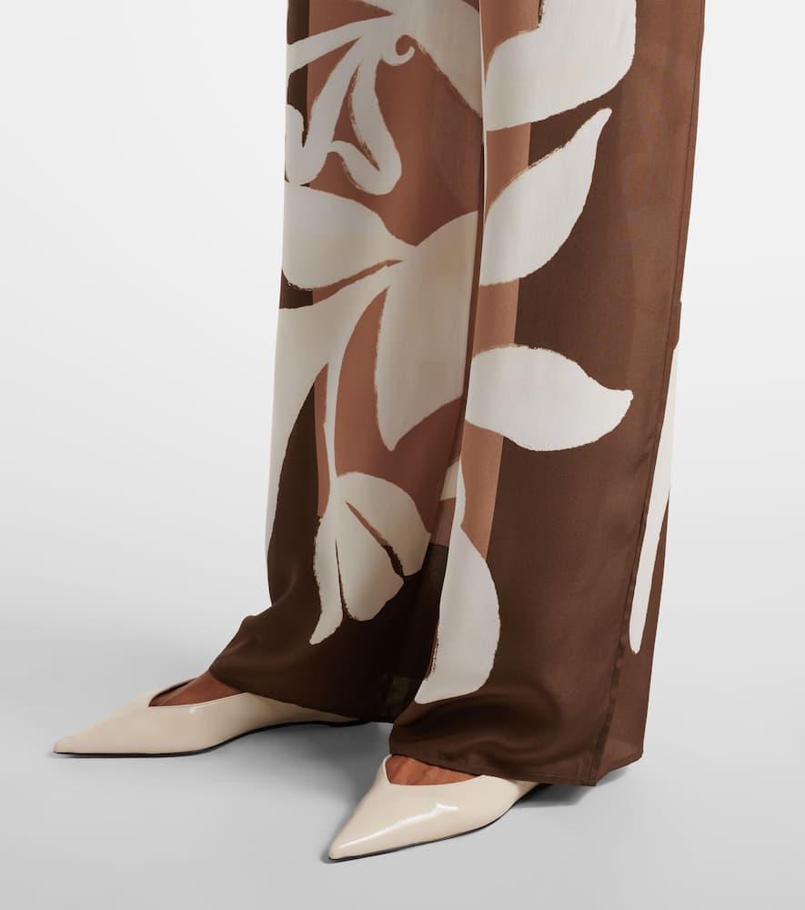 Portia printed silk satin wide-leg pants