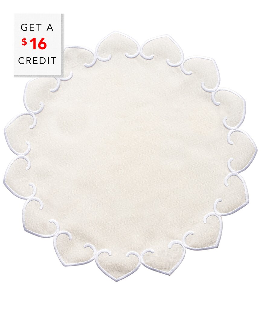 Tessuti Ivory Round Placemats With White Stitching With $16 Credit