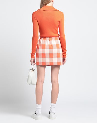 Woman Mini skirt Orange Size M Polyester, Cotton, Elastane